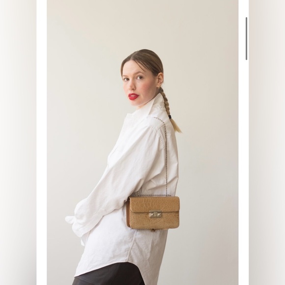 Vintage 70’s Saks Croc Embossed Patent Leather Shoulder Bag Evening Clutch - Picture 3 of 15